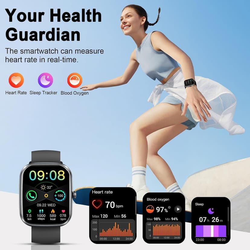 Soudorv Smart Watch for Men Women, 2026 New Smartwatch(Answer/Make Call) , 1.91" Fitness Watch with 120+ Sport Modes, Fitness Tracke with Pedometer/Sleep Monitor/Heart Rate/IP68, for Android/iPhone Black