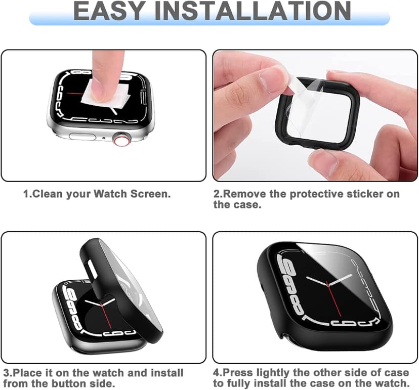 6 Pack Hard PC Case with Tempered Glass Screen Protector 44mm for Apple Watch SE 3/SE(2nd) Series 6/SE/5/4,Rontion Ultra-Thin Scratch Resistant Full Protective Bumper Cover for iWatch 44mm Accessorie