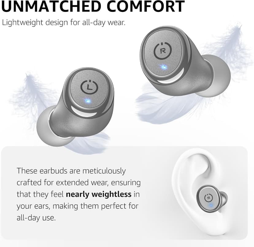 TOZO T10 Wireless Earbuds Bluetooth 5.3 Headphones, App Customize EQ, Ergonomic Design, 55H Playtime, Wireless Charging Case, IPX8 Waterproof Sound in-Ear Headset, New Version