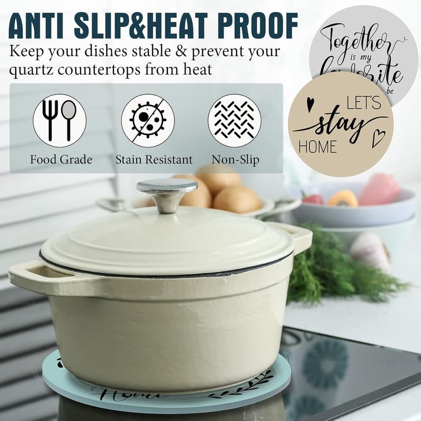 Queekay 6 Pcs Artisanal Wooden Coasters Trivets Set for Hot Pots and Pans Christmas Housewarming Gifts New Home 7" Farmhouse Pot Holder Trivets for New Apartment Home Buyers Presents(Ocean)