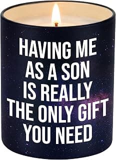 Mom Gifts for Birthday, Christmas - Mom candle with natural soy wax and lemongrass essential oil, 10 oz jar, gift-ready box Funny Gifts for Mom from Son, Having Me as a Son Lemongrass Candle B0GZH74W8K