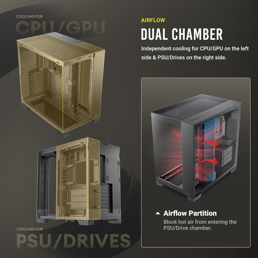 Antec C8 ARGB, 2X TQR 160mm & 1x TQ 140mm ARGB PWM Fans Included,Dual-Chamber Layout, Type-C, 360mm Radiator Support, Seamless TG Front & Side Panels, RTX 40 Compatible, Full-Tower E-ATX PC Case