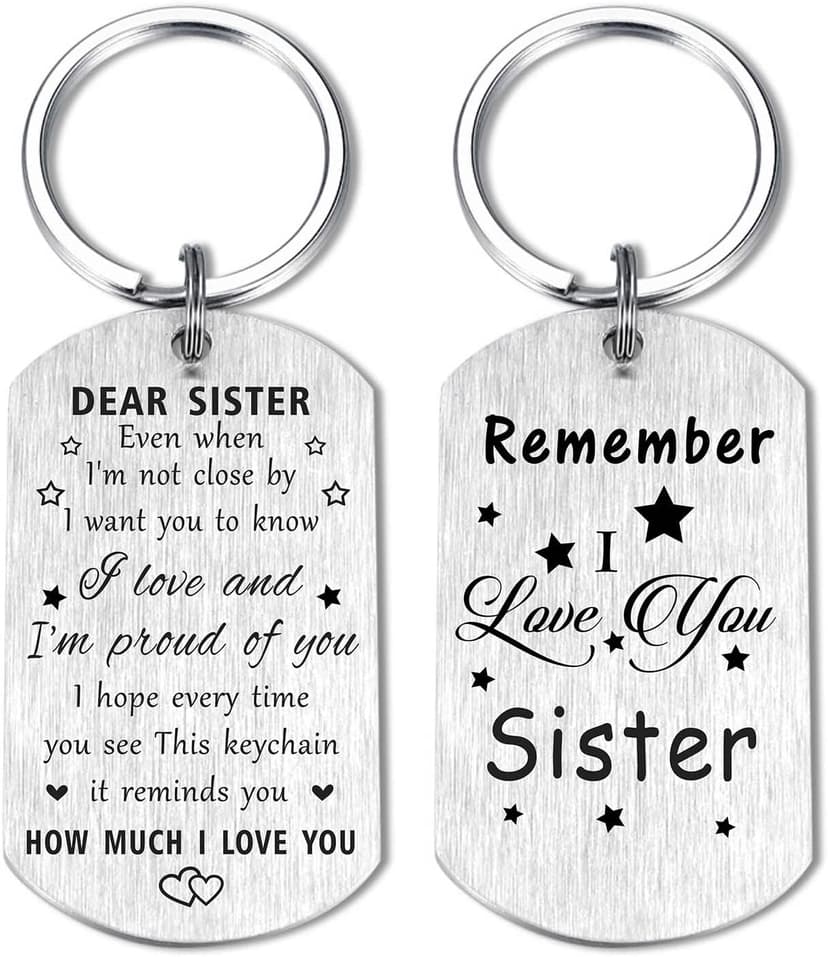 Resdink Sister Gifts for Girl Women - I Love My Sister Mothers Day Birthday Graduation Keychain, Proud of Best Sisters Present