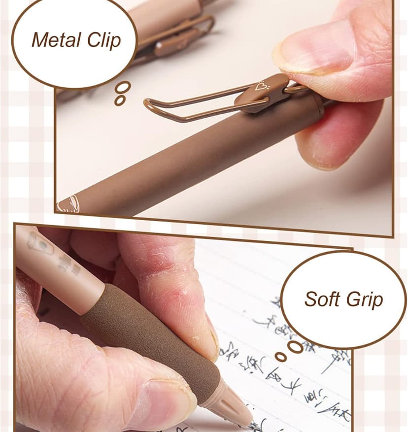 MOZXIRZ 4 Pcs Gel Ink Pens Retractable Pens Cute Pen 0.5mm Ballpoint Pen Office School Supplies for Girls Boys Women Men (Coffee) B0BWV2PMXC