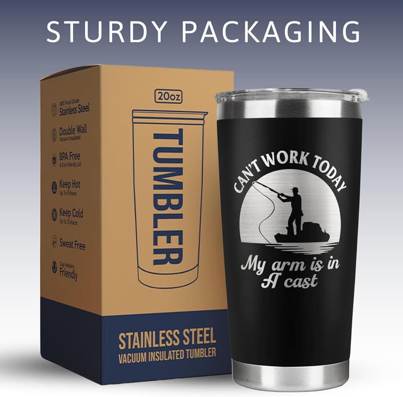 Fishing Gifts for Men - Gifts for Fisherman - Fisherman Gift for Men, Boys - Fishing Fathers Day Gift for Him - Fish Coffee Mug - 20 Oz Stainless Steel Tumbler