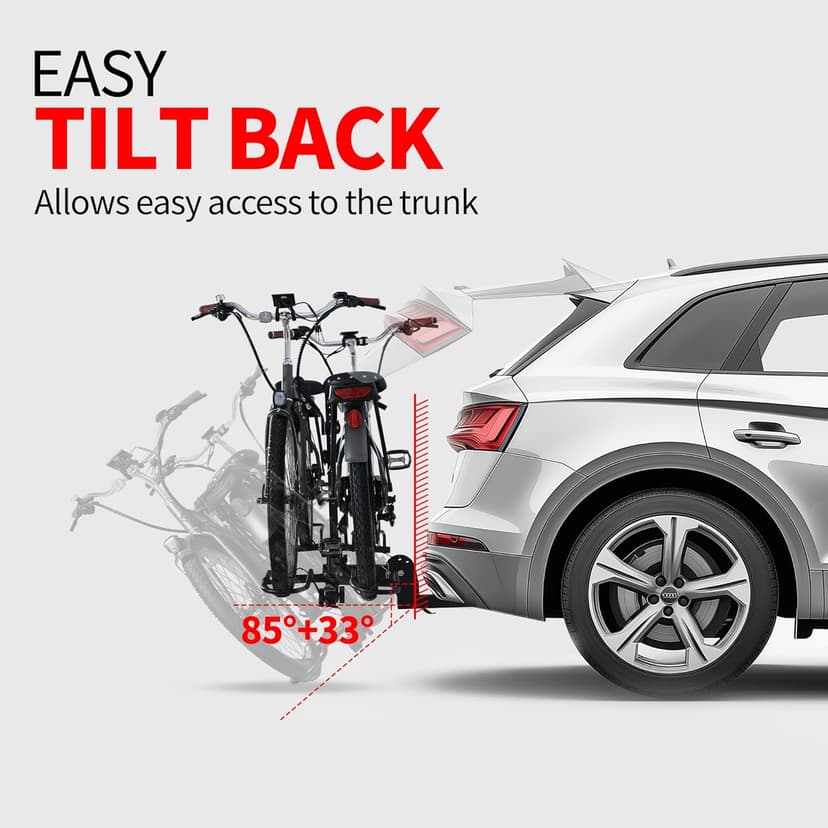 Young Bike Rack Hitch for Car - 200LB 2-Bike Rack Hitch Mount Platform Style Hitch Bike Rack，Smart Tilting & Easy Fold for Car SUV with 2 Inch Receiver，Bike Carrier Fits Up to 5-inch Fat Tire