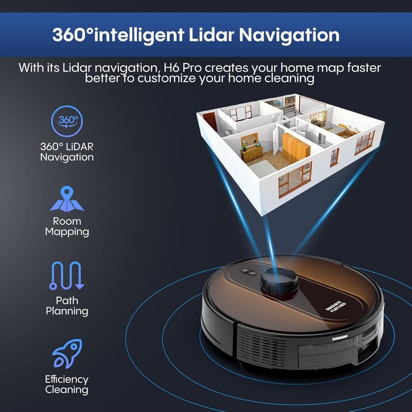 Robot Vacuum and Mop with Mapping: 5000Pa Self Emptying Robotic Vacuum with LIDAR Navigation,3-in-1 Robot Vacuum for 90 Days Hands-Free Cleaning, Alexa/APP Control Ideal for Pet Hair Hard Floor Carpet