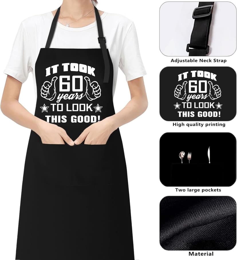30th 50th 60th 70th Birthday Gifts for Men, Apron Gifts for Husband Wife Friends, Kitchen Chef Aprons with 2 Pockets