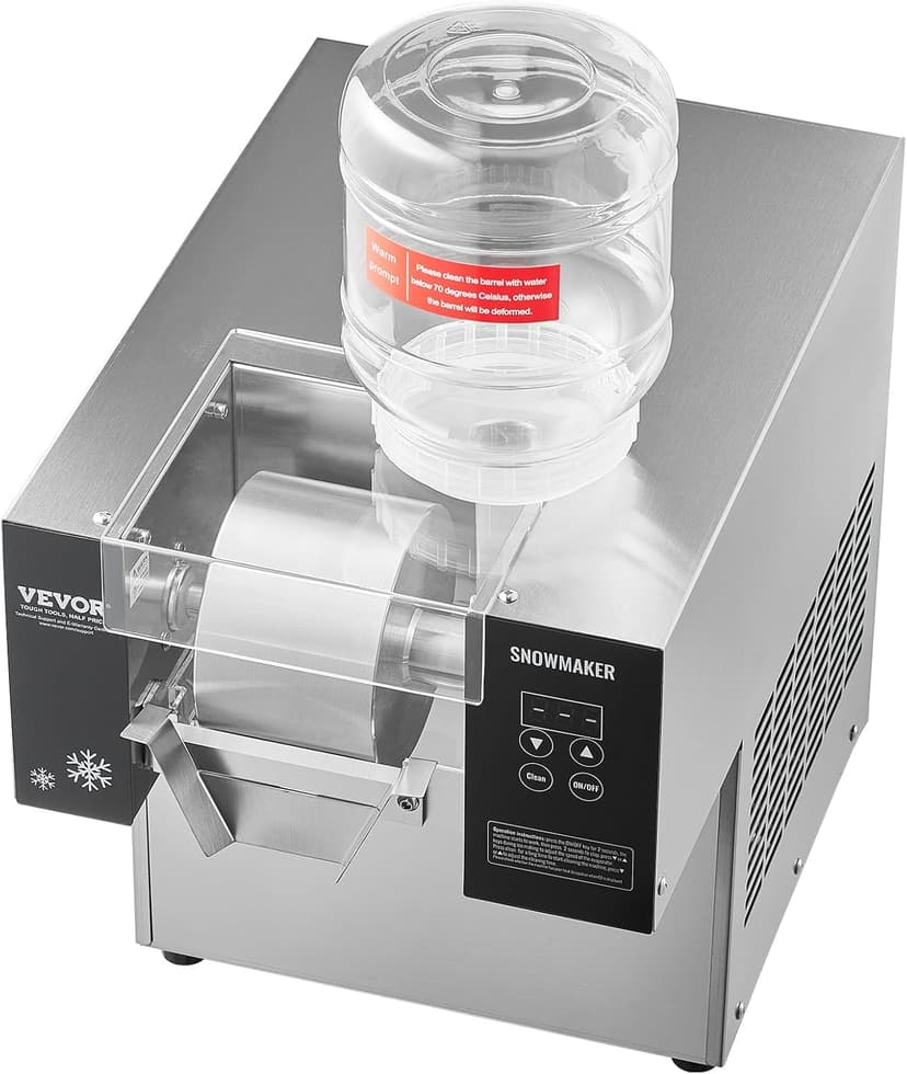 VEVOR Commercial Snowflake Ice Machine, 176.4LBS/24H Snowflake Ice Maker, Stainless Steel Ice Shaver Machine, Electric Snow Cone Maker, Air Cooling System for Rapid Heat Dissipation, for Bakery, Café