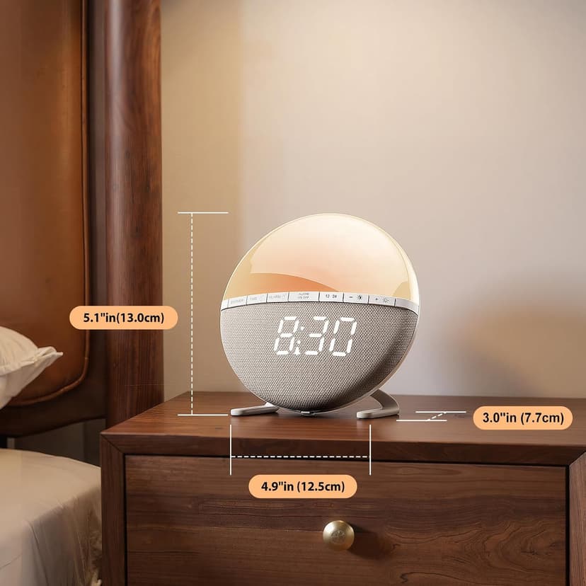 Tranquee Sunrise Alarm Clock for Bedrooms – Gentle Wake Up Light with Soothing Night Light & Ambient Sounds, Alarm Clock for Heavy Sleepers, Shift Workers, Kids & Adult, Relaxing Bedside Lamp Gift