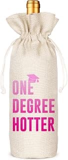 Graduation One Degree Hotter,Funny Cute Wine Bag Gift,College Graduation Gift for Him Her Grad Masters Congrats Cap-Linen Drawstring Wine Bags(5SW113) B0BPC5W9VV
