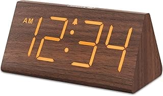 DreamSky Wooden Digital Alarm Clocks for Bedrooms - Electric Desk Clock with Large Numbers, USB Port, Loud Alarm for Heavy Sleepers, Adjustable Volume, Dimmer, Snooze, DST, Wood Décor, Adapter Powered