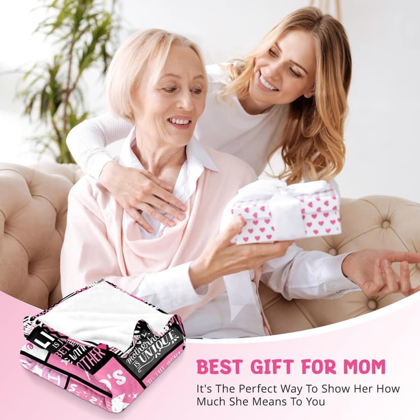 Soft Cozy Keepsake for Christmas, Valentine's Day, Mother's Day and More Mom Birthday Gifts from Daughter, Best Mom Ever Blanket 50"x60" B0DDSJTY5V