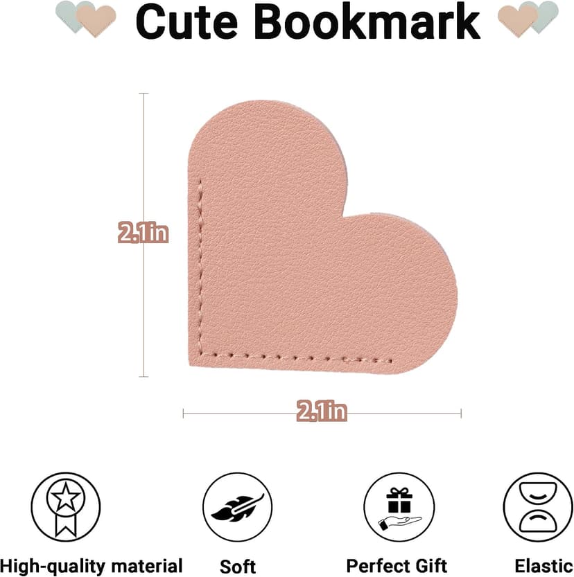 Yuoyar 30 Packs Leather Heart Bookmarks for Book Lovers, Cute Gifts (Solid Color) B0F53KXKCS