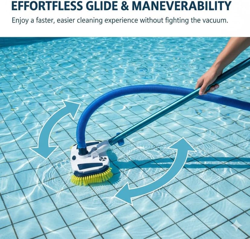 ProMotus Weighted Pool Vacuum Head, Vinyl-Safe No Wheels Manual Cleaner with Air Relief Valves，Multi-Directional Brushes for Above Ground & Inground Pools, Universal Fit for 1-1/4" & 1-1/2" Hoses