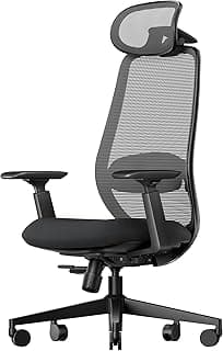 ProtoArc EC200 Ergonomic Office Chair – High-Back Mesh Computer Chair with Lumbar Support, Adjustable Seat Depth & 3D Headrest Ergo Desk Chairs for Work from Home, 8+ Hours Comfort – Black
