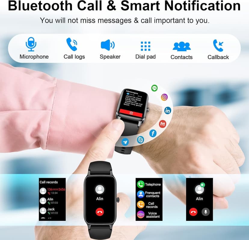 Smart Watch for Men Women(Answer/Make Call), 2025 Fitness Activity Tracker 1.57” Smartwatch with Heart Rate/Sleep Monitor/Pedometer/Calories/110+ Sports, IP68 Waterproof Fitness Watch for Android iOS