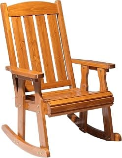 VINGLI Wooden Rocking Chair, Patio Rocker with Higher Backrest, Heavy Duty 600 LBS Outdoor Rocking Chair for Garden, Yard, Balcony, Teak