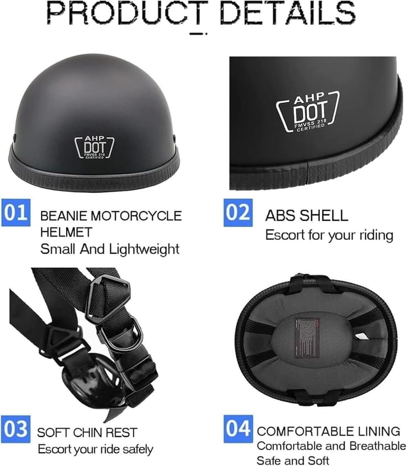 Small and Light Ultra-Thin Beanie DOT Approved Low Profile Open Face Half Helmets for Men Women,Adult Retro German Motorcycle Helmet for Cruiser Moped