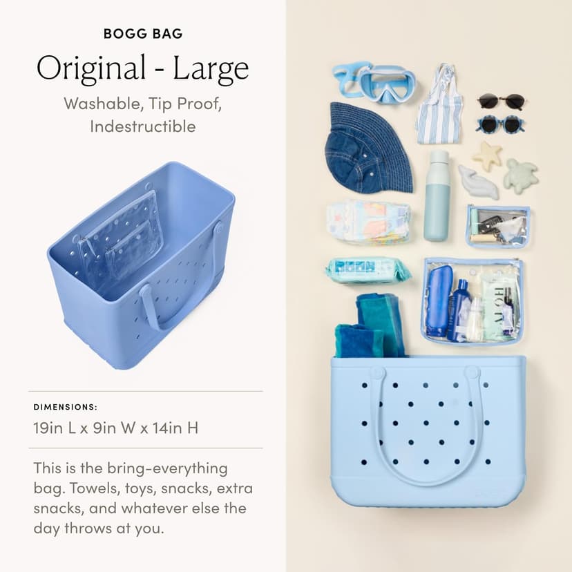 BOGG BAG BOGG BAG Original Large Tote – 19” x 14” x 9” – Durable, Washable, Tip-proof – Beach, Pool, Boat, Work, Sports