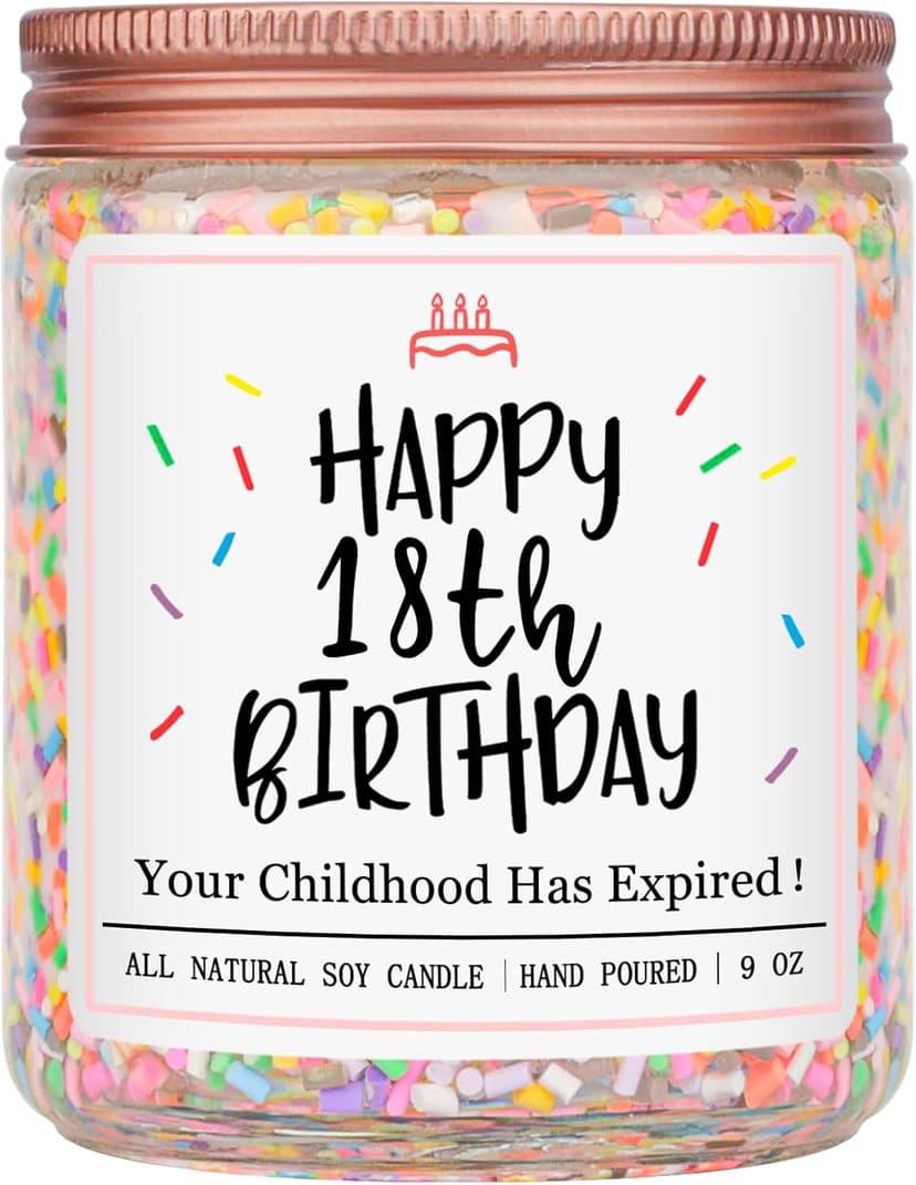 Homsolver 18th Birthday Gifts for Girls Boys, Vanilla Scent Ideas 18th Birthday Candles for Sister, Daughter, Best Friends, Handmade Aromatherapy with 50+ Hour Burn Time, Funny Birthday Decorations B0F2HZQ2B2