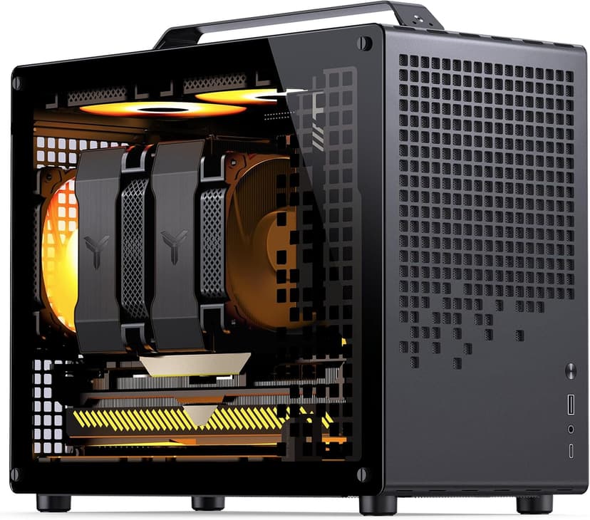 JONSBO/JONSPLUS Z20 Black Micro-ATX Mini Tower PC Case,with Detachable Carrying Handle, Mini Size, High-Performance Hardware Compatible, Support 240AIO, H160mm Cooler, Black