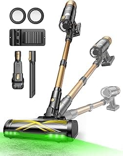 Ultenic Cordless Vacuum Cleaner, 550W 50KPA 65Mins, Stick Vacuum Cordless Rechargeable with Touch Screen, Self-Standing, 180° Lay-Flat, Anti-Tangle Handheld Vacuum Cleaners for Home/Pet Hair/Carpets