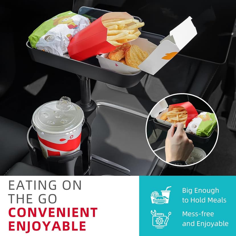Cup Holder Expander Adapter for Car, Road Trip Essentials, Car Accessories Fits Owala, Yeti, Large Bottles 16-46 oz DYLEN Car Cup Holder Tray, 9.5”Detachable Car Food Tray Table for Eating B0DGSZDNCJ
