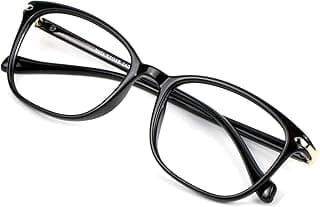 VisionGlobal Blue Light Blocking Glasses for Women/Men, Anti Eyestrain, Computer Reading, TV Glasses, Stylish Square Frame, Anti Glare(Black,+1.25 Magnification)