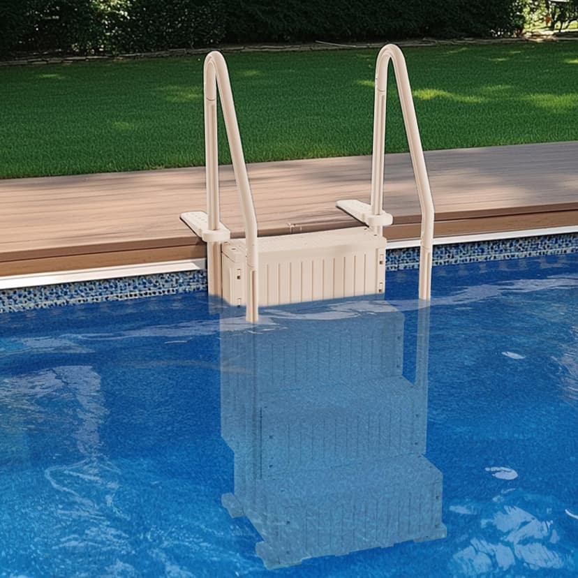 VEVOR Swimming Pool Ladder, 4-Step Double Handrails Stairs with Non-Slip Heavy Duty Steps, Max Load Capacity 400 lbs, for 48-54 in Inground & Above-Ground Pools of Any Decking Surface, Taupe