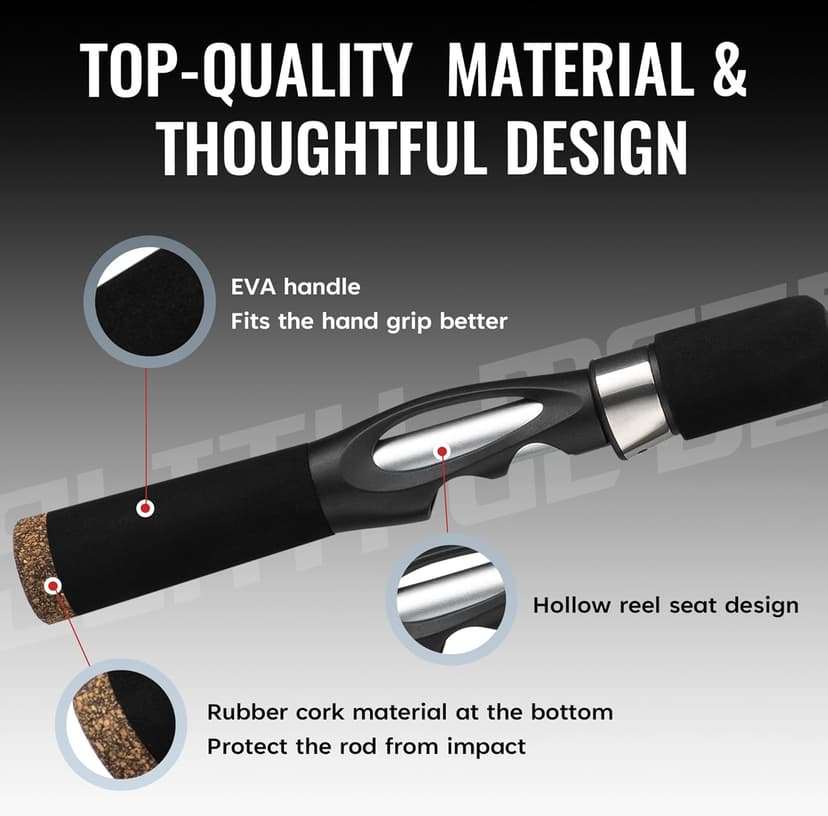 WIDDEN Ice Fishing Rod and Reel Combo, 27" Medium Light Spinning Ice Fishing Pole, Gear with Tackle Box Kit, Line, Lures for Saltwater, Freshwater Trout, Bass, Walleye