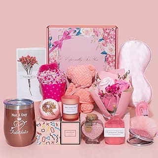 Birthday Gifts for Women,Unique Gifts Basket Ideas for Women Pink Gifts Box for Her Self Care Relaxing Gift Set Birthday Presents Female Friendship Gifts for Best Friend Bestie Girlfriend