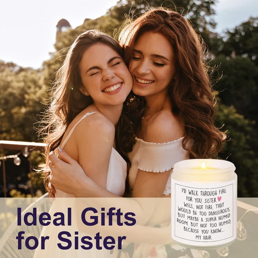 Funny Sister Gifts, Sister Birthday Gifts Ideas- Handmade Lavender Natural Soy Wax Candle (7oz)- Sisters Gift from Sister Brother for Graduation, Birthday, Christmas, Mothers Day, Sis Candle