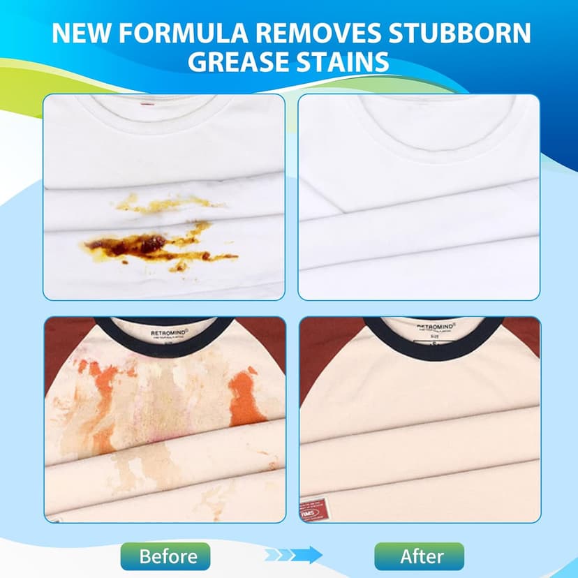 Mungoone Clothes Grease Stain Remover, Newborn & Baby Essentials, Laundry Stain Treatment, Stain Remover for Oil Grease, Ink Stains, Foods & Vegetable Stains, Makeup, Grass, Coffee, & More, 8 Fl Oz