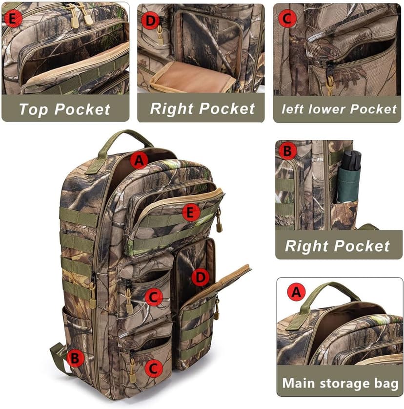 Tactical Camo Backpack for Men Women Waterproof Durable MOLLE Backpack Camping Hunting Emergency Preparedness