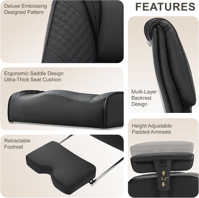 EXCEBET Big and Tall Office Chair 400lbs Wide Seat, Leather High Back Executive Office Chair with Foot Rest, Ergonomic Chairs Lumbar Support for Lower Back Pain Relief (Black)