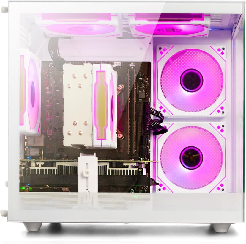 WIWB Gaming PC Desktop, Ryzen 7 8700F, GeForce RTX 5060(8G), 32GB DDR5 RAM, 1TB NVMe 3.0 SSD, Wi-Fi 6 650W PSU High-end Tower Computer (White)