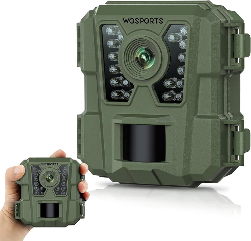 WOSPORTS Mini Trail Camera 24MP 1080P HD Game Camera with Night Vision Motion Activated Waterproof,Trail Cam with Fast Trigger Time for Outdoor Wildlife Monitoring