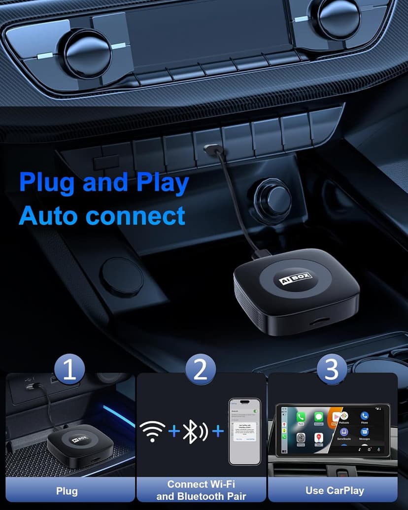 Ai Magic Box for Streaming Netflix/YouTube/TikTok, Wireless CarPlay Adapter Dongle with USB Drive for OEM Wired Car Play & Android Auto Cars GPS Navigation Chartplotter
