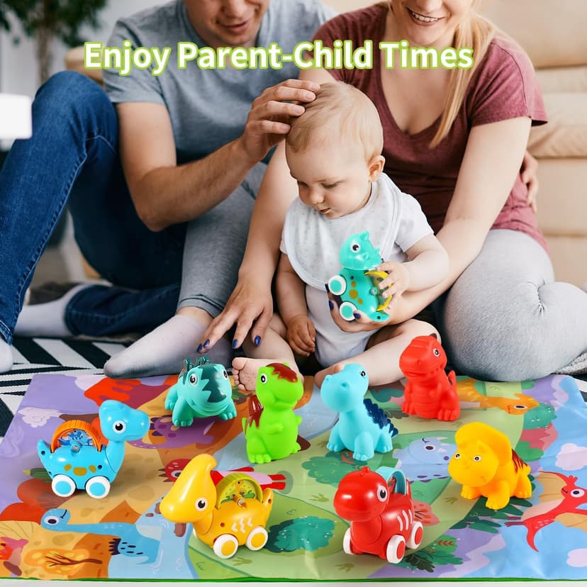 9 PCS Vehicles for Baby Boy Gifts,1 Year Old Toys for Toddler Boy Toys 1-2,1st Birthday Gift for Infant 12 18 Months ALASOU Dinosaur Car Toys for 1 Year Old Boy Gifts with Playmat/Storage Bag B09MN585VM