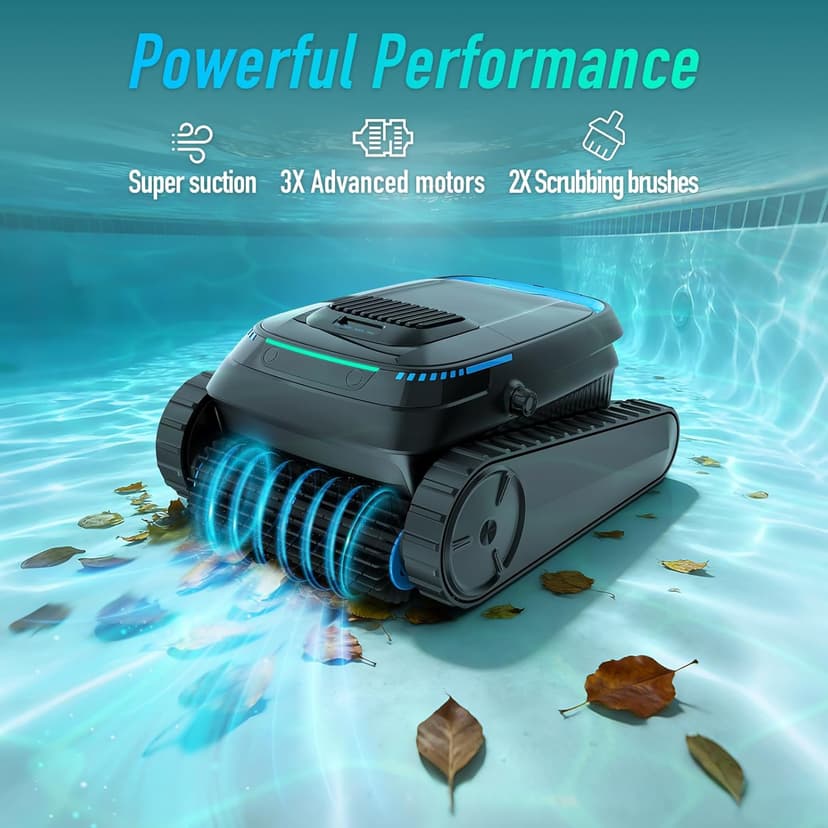 (2026 Upgraded) Robotic Pool Cleaner, Cordless Pool Vacuum for Inground & Above Ground Pools, 120-Min Battery Life, 5000 GPH Suction, Cleans Floor/Wall/Waterline, for Up to 1800 Sq.Ft Pool,Deep Black.