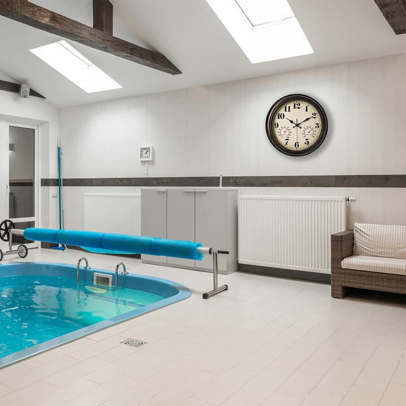 zyzamay 13 Inch Outdoor Clock with Thermometer and Hygrometer, Waterproof and Silent, Large Easy-to-Read Numbers, Ideal for Bedroom,Office,Living Room,Porch,Garden,Pool(BlackGold)