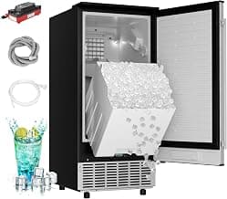 EUHOMY Under Counter Ice Maker with Drain Pump, 100 lbs/Day Ice Machine, Auto-Cleaning & 24H Timer, Stainless Steel Commercial Ice Maker with 24 lbs Storage for Home/Bar/Cafe/Restaurant