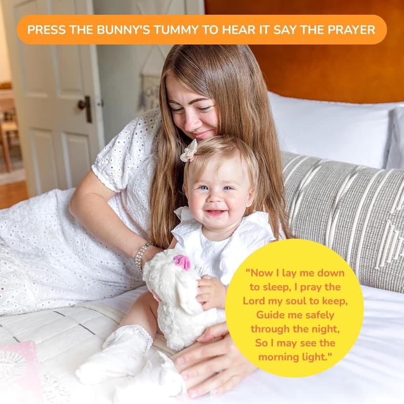 Tickle & Main Everybunny Prays Bunny Plush & Musical Prayer Toy for Christening Gifts for Girls - Pink, 7 in - Baby Dedication & Baptism Gifts for Girls with Illustrated Board Book