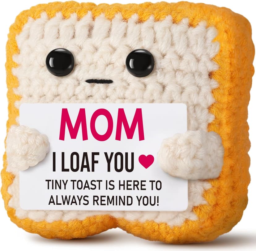 Mothers Day Pun Gift for Mom from Daughter Son- Handmade Cute Loaf Crochet Toast - I Love You Funny Presents for Moms Bonus Mamas Mother-in-Law Birthday, Valentine's Christmas Stocking Stuffers B0F2STWR98