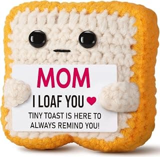 Mothers Day Pun Gift for Mom from Daughter Son- Handmade Cute Loaf Crochet Toast - I Love You Funny Presents for Moms Bonus Mamas Mother-in-Law Birthday, Valentine's Christmas Stocking Stuffers B0F2STWR98