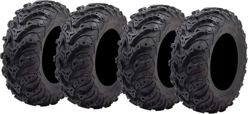Tusk Mud Force ATV Tire Set – 25x8-12 Front & 25x10-12 Rear – Durable Off-Road Quad Tires Set of 4
