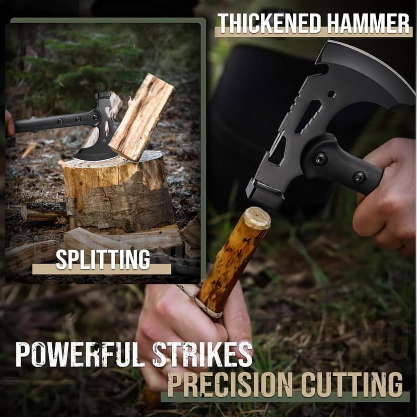 Freelander Camping Axe with Sheath, Sharp Tactical Hatchet Axe with Clip and Bottle Opener, Multi-Functional Hammer Tactical Tomahawk, Survival Tomahawk Axe for Camping (Black, 15 Inch)