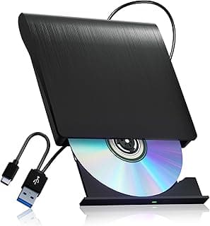 juwuoi External CD/DVD Drive for Laptop PC CD DVD Player USB 3.0 Portable Optical Drive CD Burner Compatible with Windows 10 11 Linux Mac OS (Black)