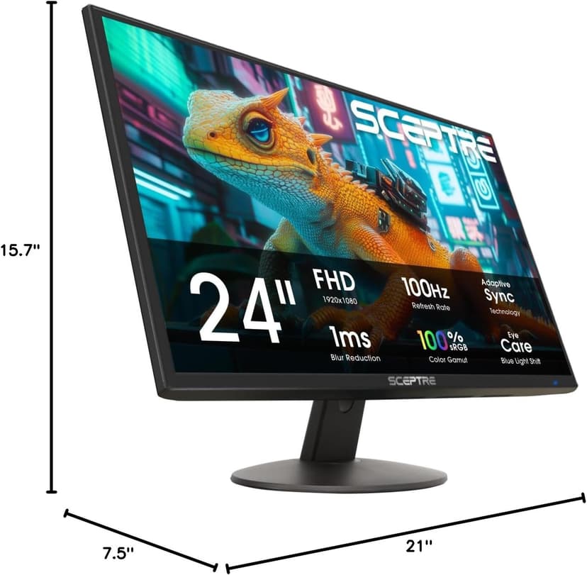 New! Sceptre 24-inch Prime Monitor 100Hz 100% sRGB HDMI x2 VGA Build-in Speakers Machine Black 2026 (E248W-19203R Series)